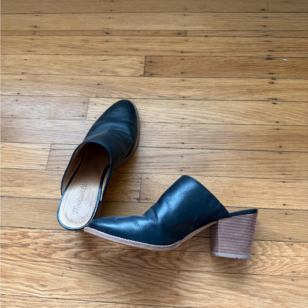 Madewell Black Leather Mules
